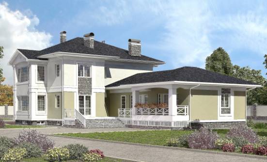 620-001-Л Проект трехэтажного дома и гаражом, красивый коттедж из бризолита Воркута | Проекты домов от House Expert