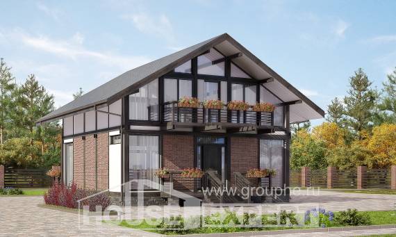 170-007-П Проект двухэтажного дома с мансардным этажом, бюджетный загородный дом из дерева Емва, House Expert