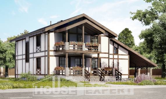 250-002-Л Проект двухэтажного дома с мансардой и гаражом, просторный дом из кирпича Сыктывкар, House Expert