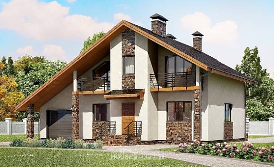 180-008-Л Проект двухэтажного дома мансардой и гаражом, просторный домик из газосиликатных блоков Воркута | Проекты домов от House Expert