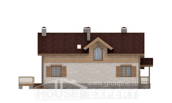 165-002-П Проект двухэтажного дома мансардой, гараж, доступный коттедж из пеноблока Усинск, House Expert