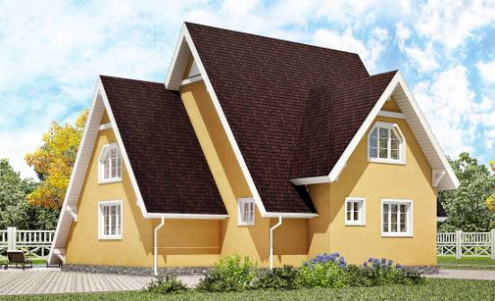 155-008-П Проект двухэтажного дома с мансардным этажом, недорогой домик из дерева Емва | Проекты домов от House Expert