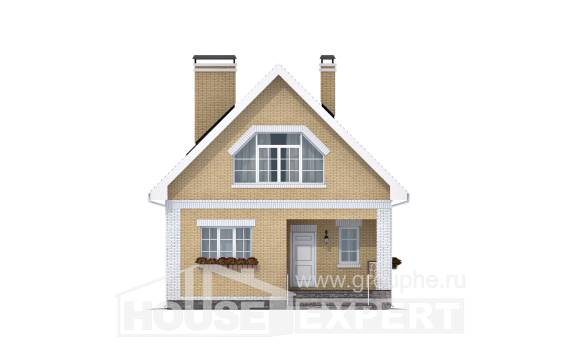 130-004-П Проект двухэтажного дома с мансардным этажом, простой дом из газосиликатных блоков Емва, House Expert