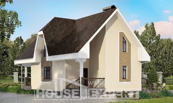 125-001-Л Проект двухэтажного дома с мансардным этажом, доступный домик из блока Ухта, House Expert