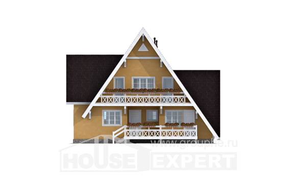 155-008-П Проект двухэтажного дома мансардный этаж, классический загородный дом из бревен Инта, House Expert
