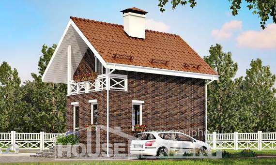 045-001-Л Проект двухэтажного дома с мансардой, скромный домик из газосиликатных блоков Емва, House Expert