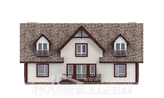 300-008-Л Проект двухэтажного дома мансардой и гаражом, огромный загородный дом из бризолита Усинск, House Expert