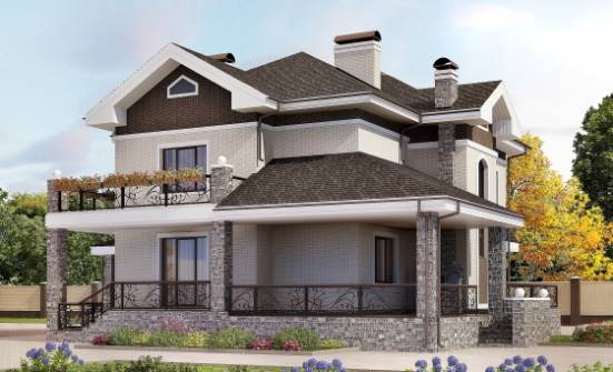 365-001-Л Проект трехэтажного дома и гаражом, большой домик из кирпича Емва | Проекты домов от House Expert