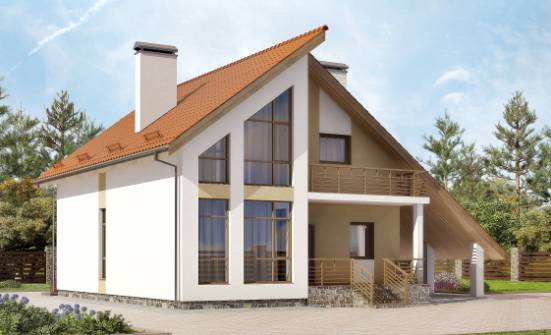 170-009-П Проект двухэтажного дома мансардный этаж, гараж, бюджетный дом из керамзитобетонных блоков Усинск | Проекты домов от House Expert