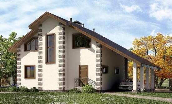 150-003-Л Проект двухэтажного дома с мансардным этажом, гараж, недорогой домик из дерева Инта | Проекты домов от House Expert