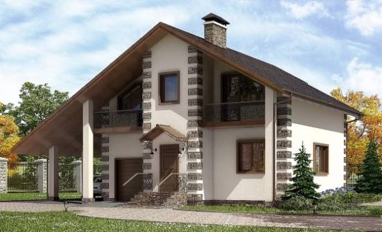150-003-Л Проект двухэтажного дома с мансардным этажом, гараж, недорогой домик из дерева Инта | Проекты домов от House Expert