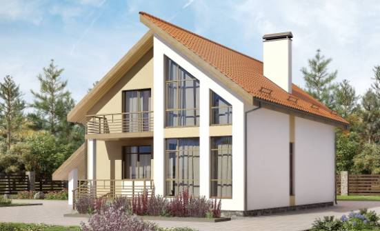170-009-П Проект двухэтажного дома мансардный этаж, гараж, бюджетный дом из керамзитобетонных блоков Усинск | Проекты домов от House Expert