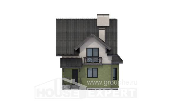 120-003-П Проект двухэтажного дома мансардой, классический коттедж из блока Емва, House Expert