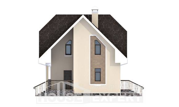 125-001-Л Проект двухэтажного дома мансардой, простой коттедж из твинблока Ухта, House Expert