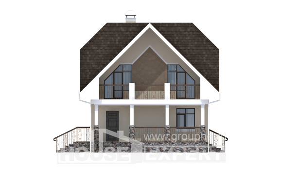 125-001-Л Проект двухэтажного дома с мансардным этажом, небольшой домик из пеноблока Сосногорск, House Expert