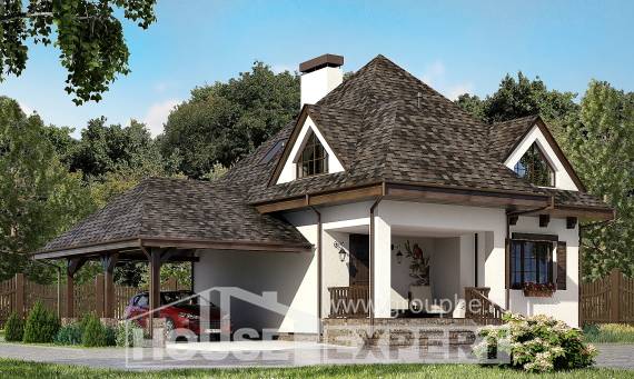 110-002-Л Проект двухэтажного дома мансардой и гаражом, экономичный домик из керамзитобетонных блоков Инта, House Expert