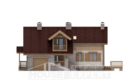 165-002-П Проект двухэтажного дома с мансардой, гараж, доступный дом из блока Сосногорск, House Expert