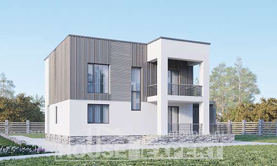 150-017-П Проект двухэтажного дома, бюджетный загородный дом из арболита Емва, House Expert