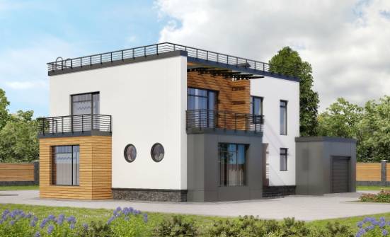 260-002-П Проект двухэтажного дома и гаражом, огромный загородный дом из газобетона Воркута | Проекты домов от House Expert