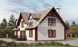 300-008-Л Проект двухэтажного дома мансардный этаж и гаражом, красивый загородный дом из теплоблока Емва, House Expert