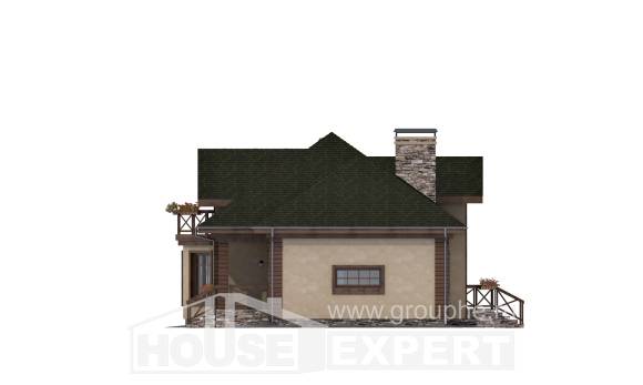 180-010-П Проект двухэтажного дома мансардой и гаражом, средний коттедж из поризованных блоков Инта, House Expert