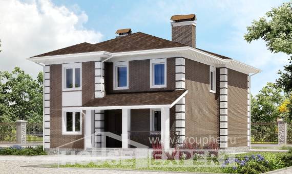 185-002-П Проект двухэтажного дома, простой загородный дом из газосиликатных блоков Воркута, House Expert