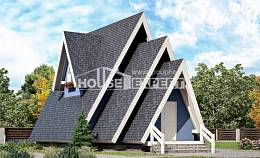 100-002-П Проект двухэтажного дома с мансардой, недорогой дом из бревен Усинск, House Expert