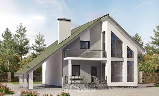 170-009-Л Проект двухэтажного дома мансардой и гаражом, красивый дом из газосиликатных блоков Инта | Проекты домов от House Expert