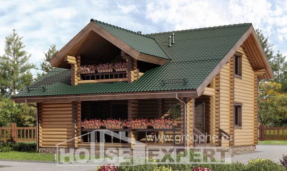 110-005-П Проект двухэтажного дома с мансардой, доступный дом из дерева Ухта, House Expert