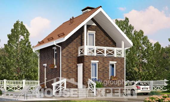 045-001-Л Проект двухэтажного дома мансардный этаж, дешевый загородный дом из теплоблока Усинск, House Expert