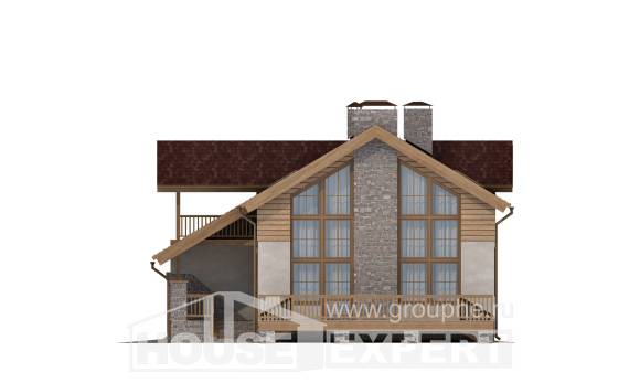 165-002-П Проект двухэтажного дома мансардой, гараж, современный домик из арболита Сыктывкар, House Expert