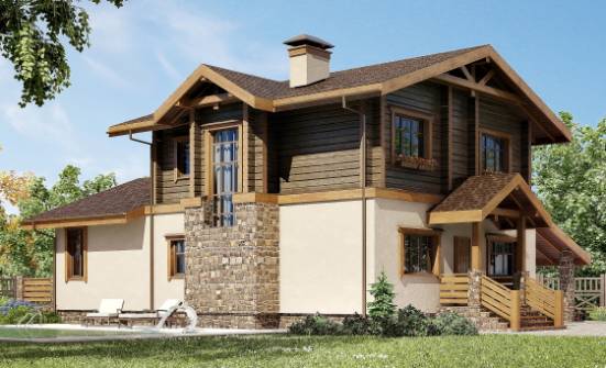 170-004-П Проект двухэтажного дома мансардой, гараж, бюджетный домик из поризованных блоков из бревен Емва | Проекты домов от House Expert