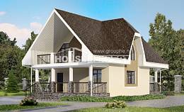 125-001-Л Проект двухэтажного дома с мансардным этажом, красивый домик из газобетона Воркута, House Expert