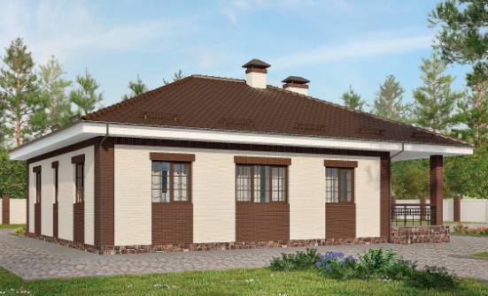 160-015-П Проект одноэтажного дома, гараж, красивый коттедж из пеноблока Печора | Проекты одноэтажных домов от House Expert