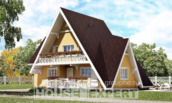 155-008-П Проект двухэтажного дома с мансардой, бюджетный домик из дерева Сыктывкар, House Expert