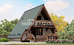 070-003-П Проект двухэтажного дома с мансардой, красивый дом из бревен Усинск, House Expert