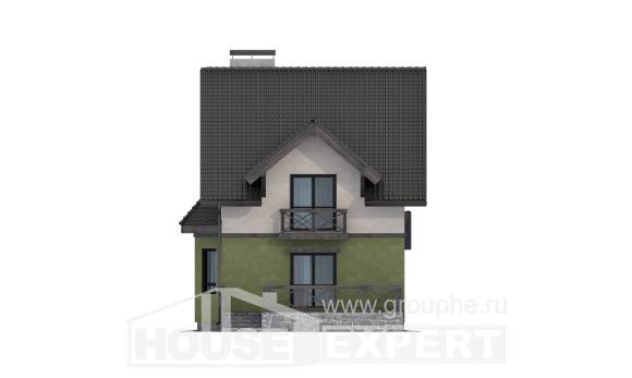 120-003-П Проект двухэтажного дома с мансардой, современный коттедж из пеноблока Емва, House Expert