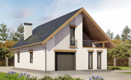 185-005-П Проект двухэтажного дома с мансардой и гаражом, классический коттедж из арболита Емва | Проекты домов от House Expert