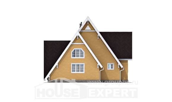 155-008-П Проект двухэтажного дома с мансардным этажом, компактный домик из бревен Воркута, House Expert