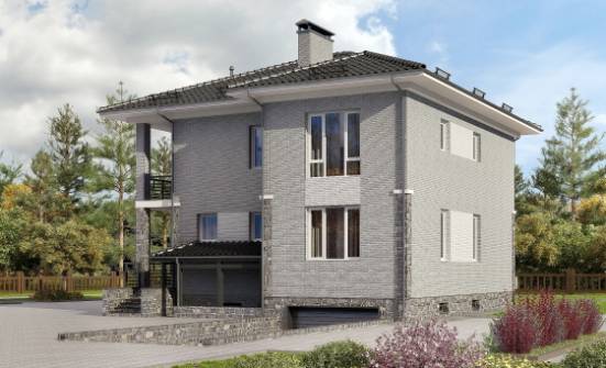 275-004-П Проект трехэтажного дома и гаражом, классический коттедж из кирпича Емва | Проекты домов от House Expert