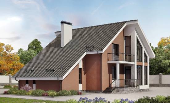 200-007-П Проект двухэтажного дома с мансардой и гаражом, уютный коттедж из бризолита Печора | Проекты домов от House Expert