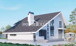 190-008-П Проект двухэтажного дома мансардой и гаражом, классический дом из твинблока Емва, House Expert