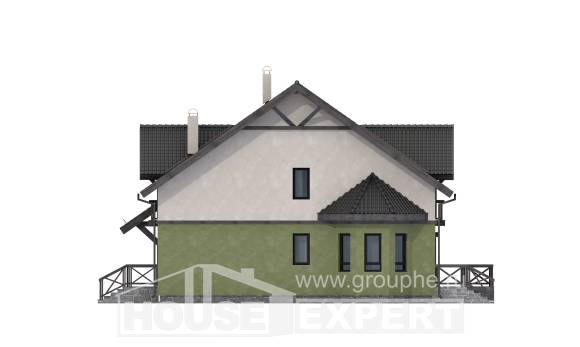 120-003-П Проект двухэтажного дома мансардой, классический коттедж из газобетона Инта, House Expert