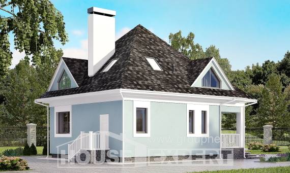 110-001-Л Проект двухэтажного дома с мансардой, скромный загородный дом из арболита Печора, House Expert