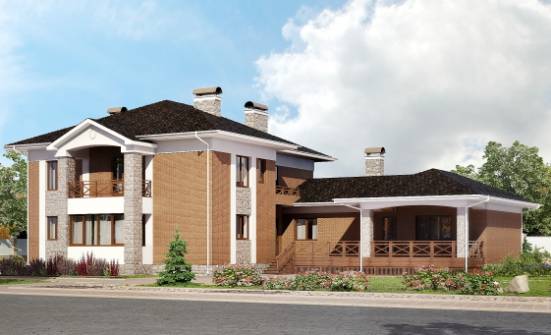 520-002-Л Проект трехэтажного дома и гаражом, большой загородный дом из арболита Ухта | Проекты домов от House Expert