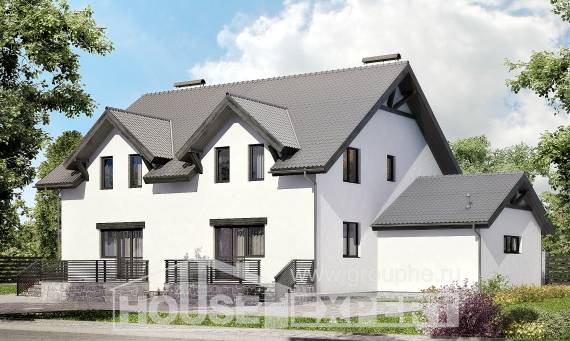 290-003-П Проект двухэтажного дома мансардой, большой коттедж из теплоблока Усинск, House Expert