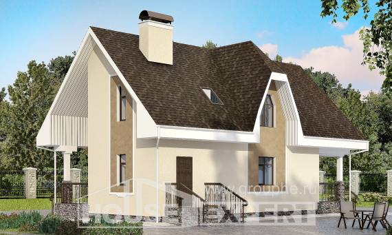 125-001-Л Проект двухэтажного дома мансардный этаж, недорогой домик из бризолита Печора, House Expert