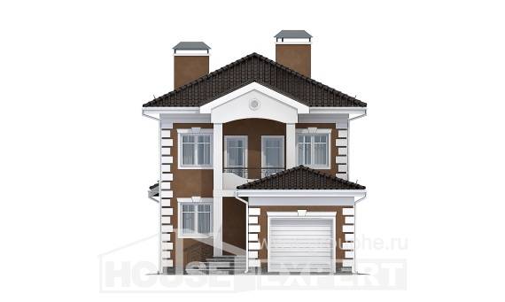 150-006-П Проект двухэтажного дома, гараж, уютный загородный дом из теплоблока Печора, House Expert
