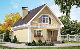 130-004-П Проект двухэтажного дома мансардой, скромный домик из бризолита Печора, House Expert