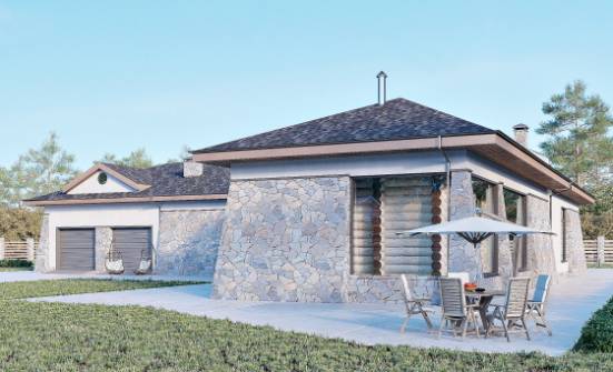 280-004-Л Проект одноэтажного дома и гаражом, красивый коттедж из керамзитобетонных блоков Инта | Проекты одноэтажных домов от House Expert